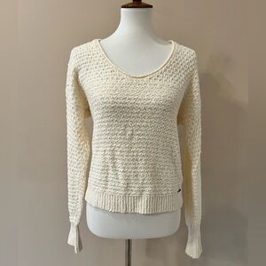 Abercrombie & Fitch Cream Textured Knit Sweater Scoop Neck Soft Feminine (03)